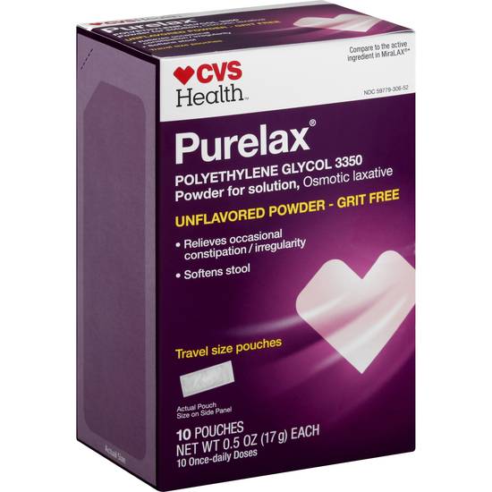 Cvs Health Purelax Polyethylene Glycol 3350 Unflavored Powder (10 ct)