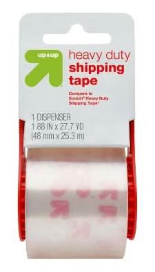 up&up Heavy Duty Shipping Tape With Dispenser, 1.88 in x 27.7 yd, Clear