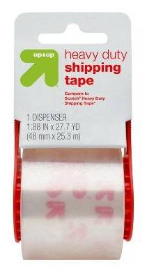 up&up Heavy Duty Shipping Tape With Dispenser, 1.88 in x 27.7 yd, Clear