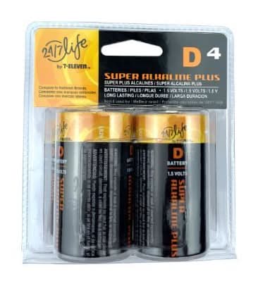 24/7 Life Super Alkaline Plus Type D Batteries (4 ct)