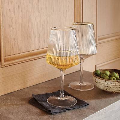 Target - Threshold Ribbed Stemmed Wine Glasses 16.9oz (4 ct) - Delivery in  Under an Hour | Uber Eats