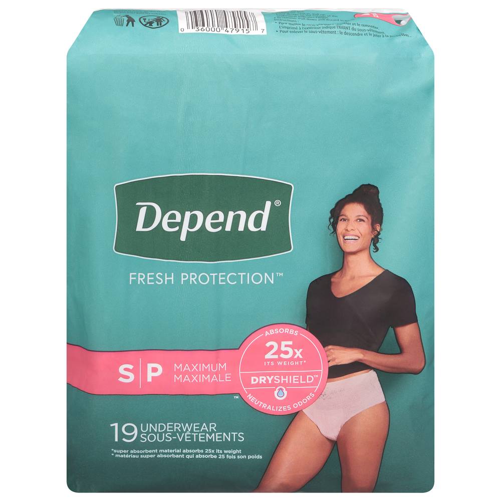 Depend Fit-Flex For Women Maximum Underwear, Small (19 ct)