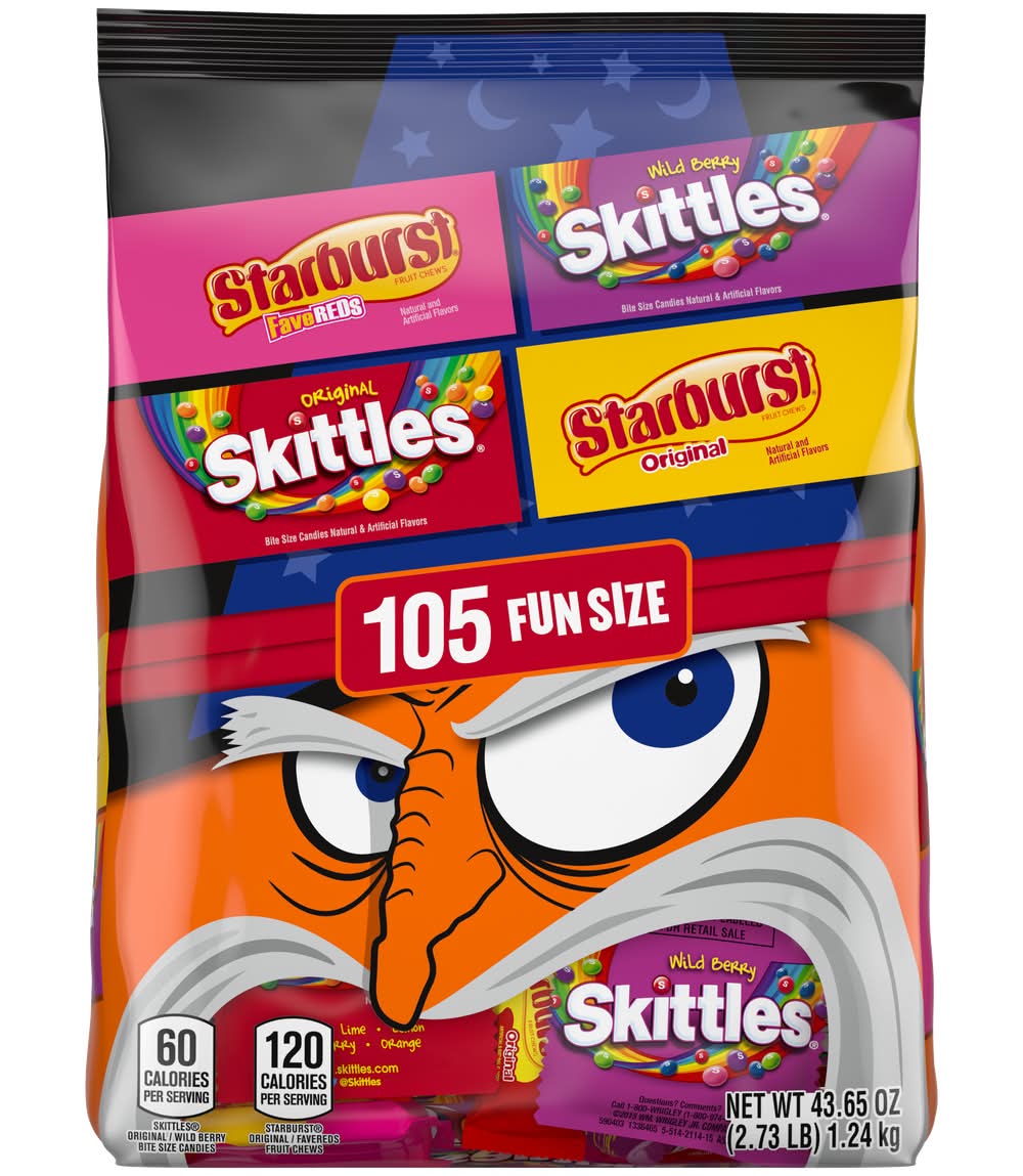 Mars Skittles & Starburst Halloween Candy Variety Bag, Assorted (43.65 oz, 105 ct)