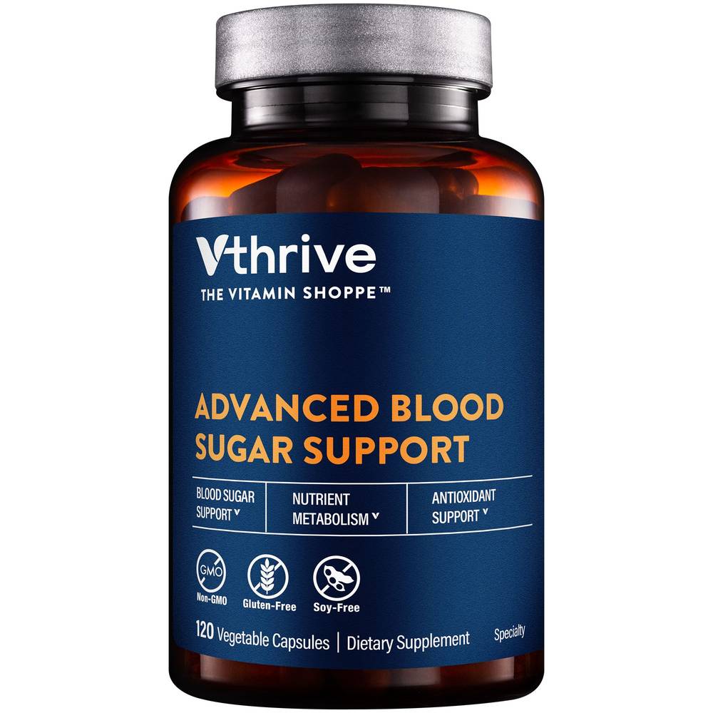 Vthrive Advanced Blood Sugar Support 500mg Vegetable Capsules, One (120 ct)