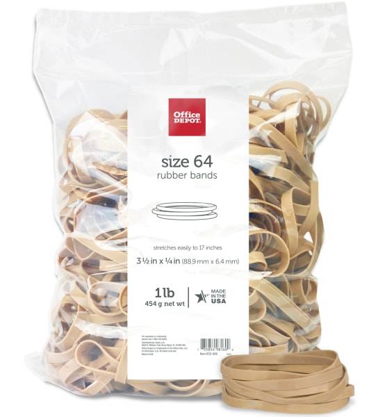 Office Depot Brand Rubber Bands, 64, Off-White (1 lbs, 440 ct)