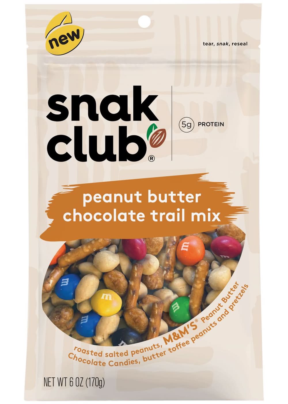 Snak Club Peanut Butter Chocolate Trail Mix 6 Oz Bagged