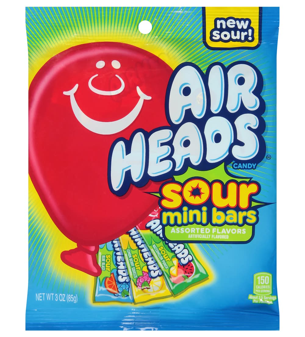 Airheads Sour Mini Bars Candy, Assorted (3 oz)