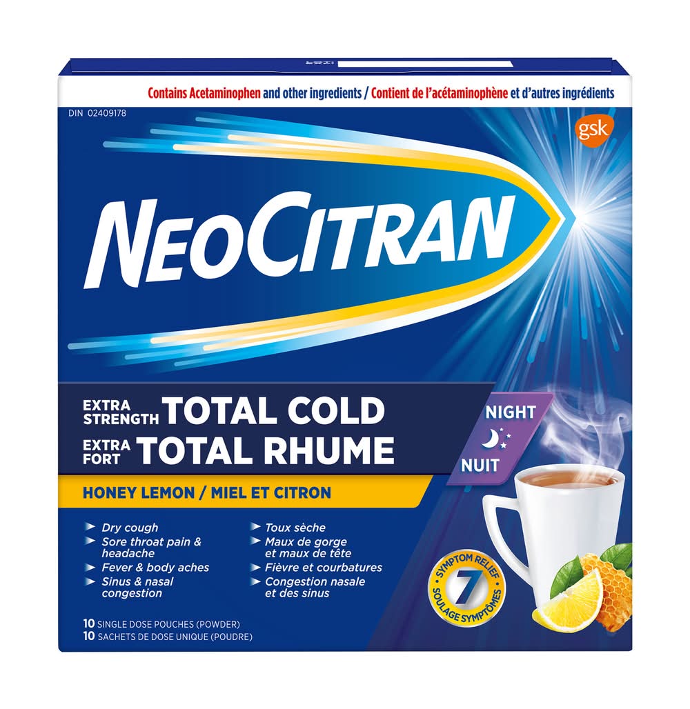 NeoCitran Extra Strength Honey Lemon Total Cold Remedy (20 g, 10 ct)