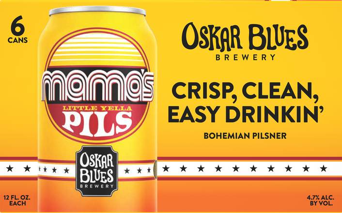 Oskar Blues Mama's Little Yella Pils Bohemian Pilsner Beer (6 ct, 12 fl oz)