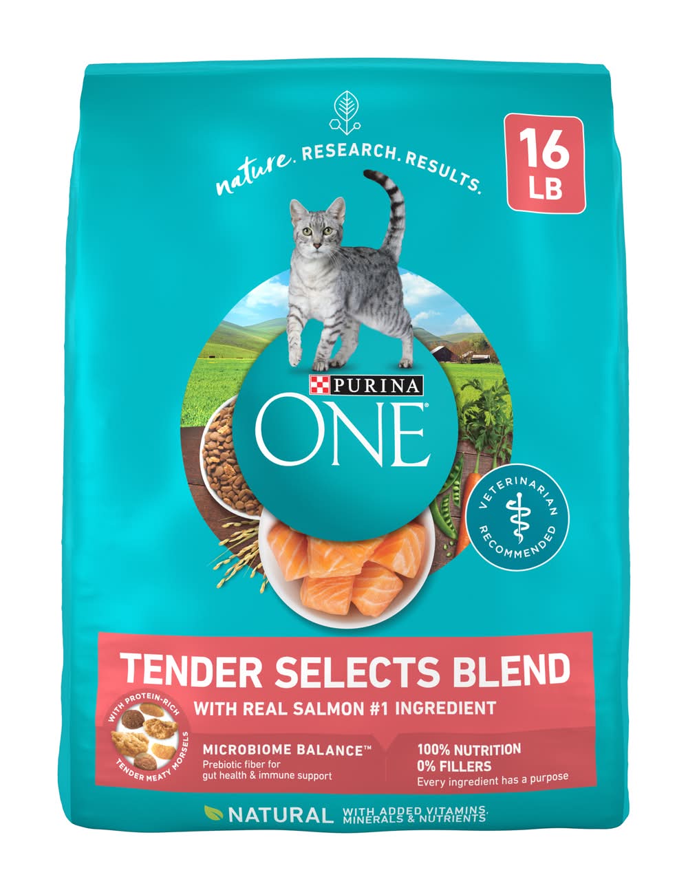 Purina One Natural Tender Selects Blend With Real Salmon Dry Cat Food, Adult (16 lbs)