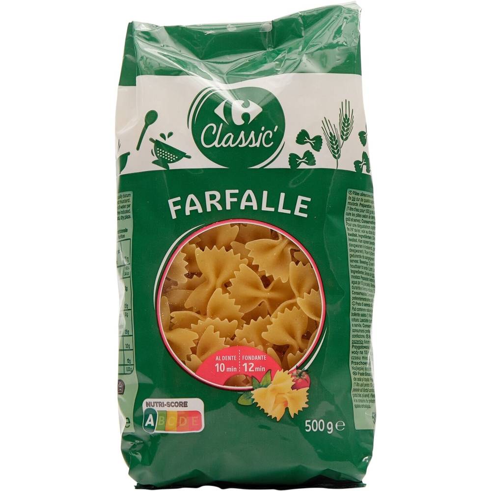 Pâtes Farfalle CARREFOUR CLASSIC' - le paquet de 500g