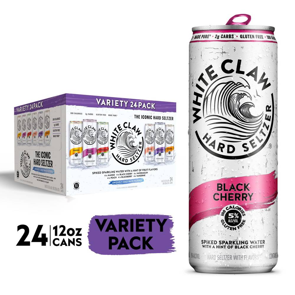 White Claw Sparkling Water With Hint Of Fruit Flavours Hard Seltzer (24 pack, 12 fl oz)