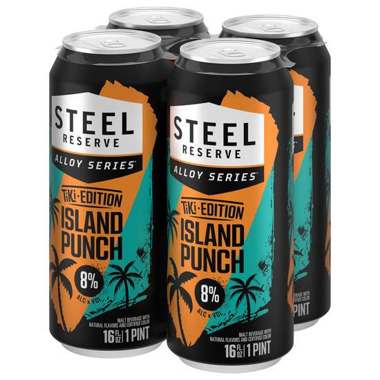 Steel Reserve Tiki Series Island Punch Malt Beverage Beer (4 pack, 4 fl oz)