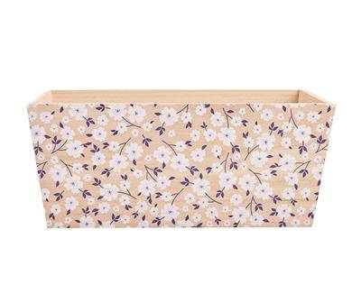 Medium Floral Print Wood Storage Bin