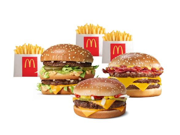 Big Mac®, Cuarto de Libra®, Triple con Bacon y 3 Papas Pequeñas