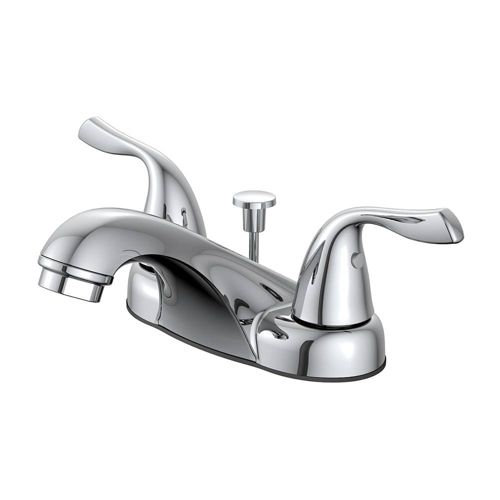 Project Source Webber Chrome 4-in centerset 2-Handle WaterSense Bathroom Sink Faucet with Drain and Deck Plate | 4012460C-L