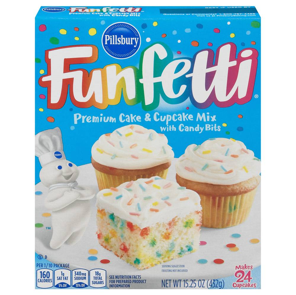 Pillsbury Funfetti Premium Cake & Cupcake Mix With Candy Bits (15.25 oz)