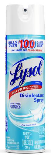 Lysol Crisp Linen Disinfectant Spray - 19 fl oz (0.6 quart) - Crisp Linen Scent - 1 Each - Easy to Use - Clear