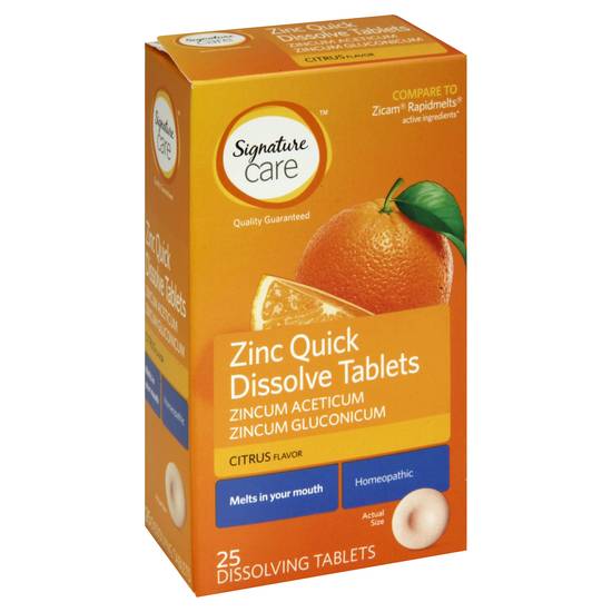 Signature Care Zinc Quick Dissolve Citrus Tablets (25 tablets)