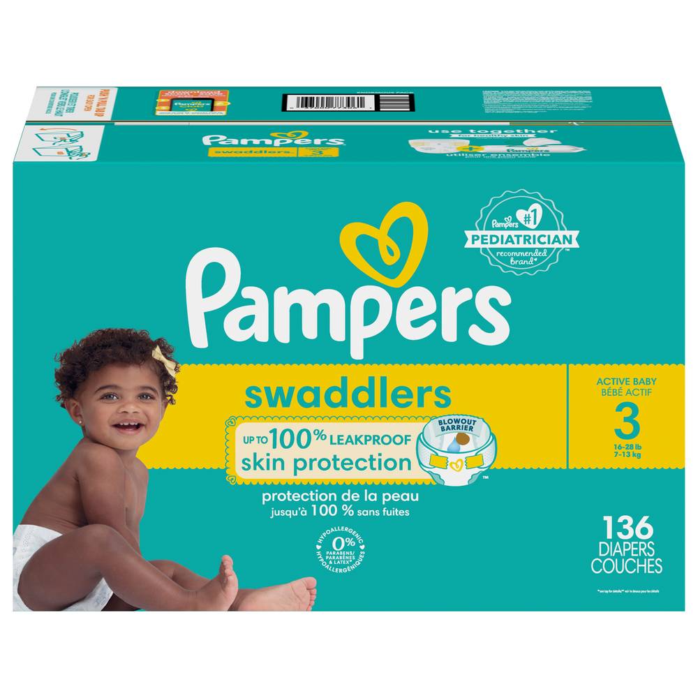 Pampers Swaddlers Active Baby Size 3 Diaper (136 ct)