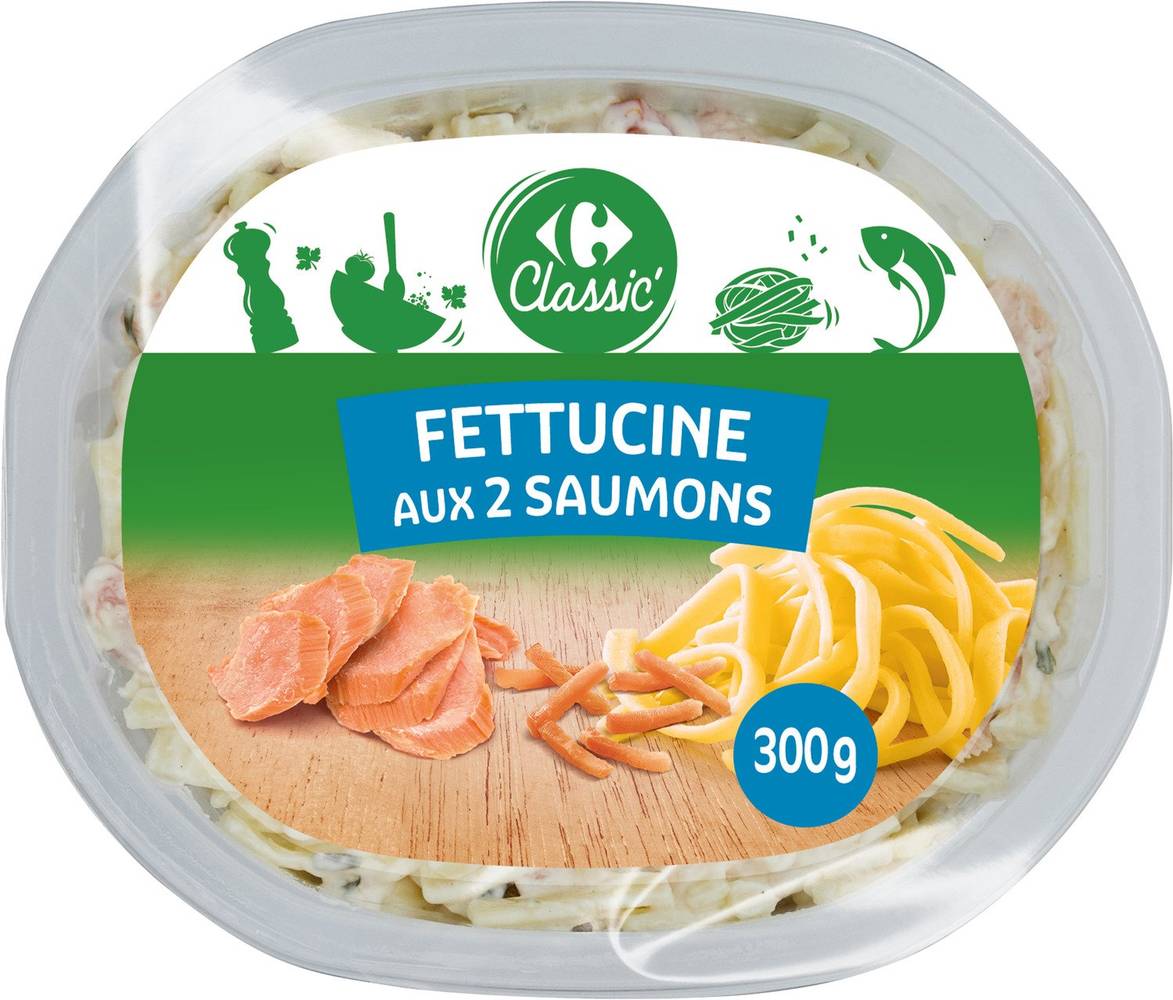 Salade Fettucine aux 2 saumons CARREFOUR CLASSIC' - la barquette de 300g