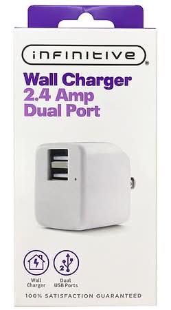 Infinitive Dual Port Wall Charger 2.4 Amp, White