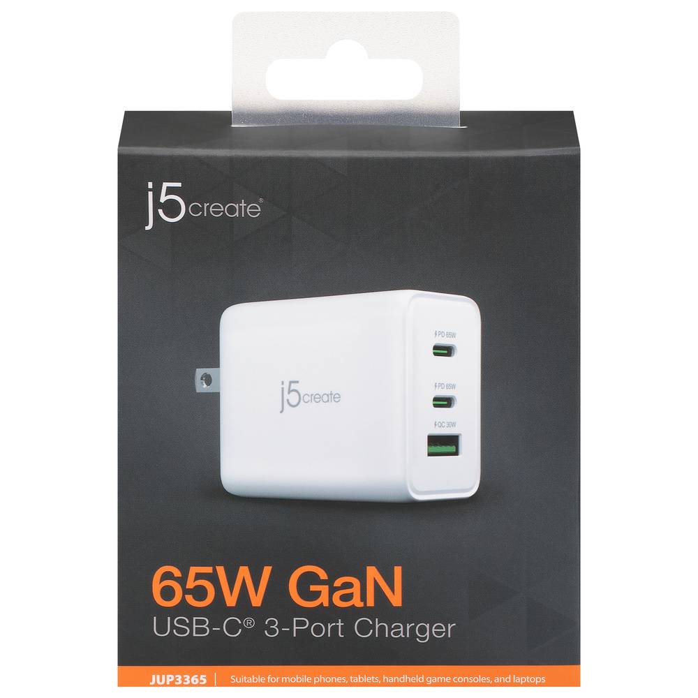 j5create Usb-C 65w Gan 3-port Charger