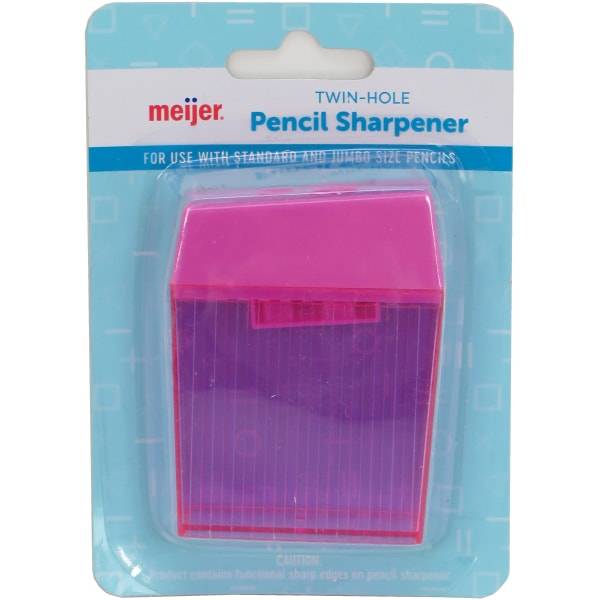 Meijer Basic Clear Twin Hole Pencil Sharpener