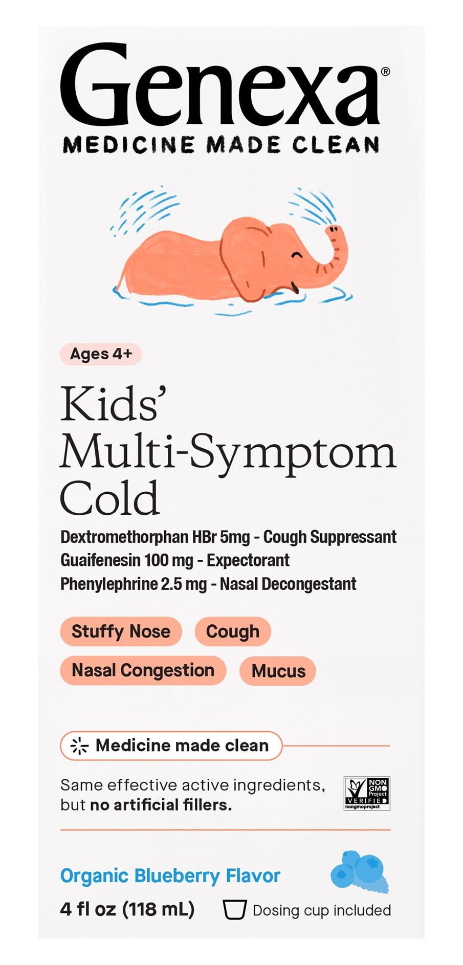 Genexa Kids' Multi-Symptom Cold Medicine, Blueberry (4 fl oz)