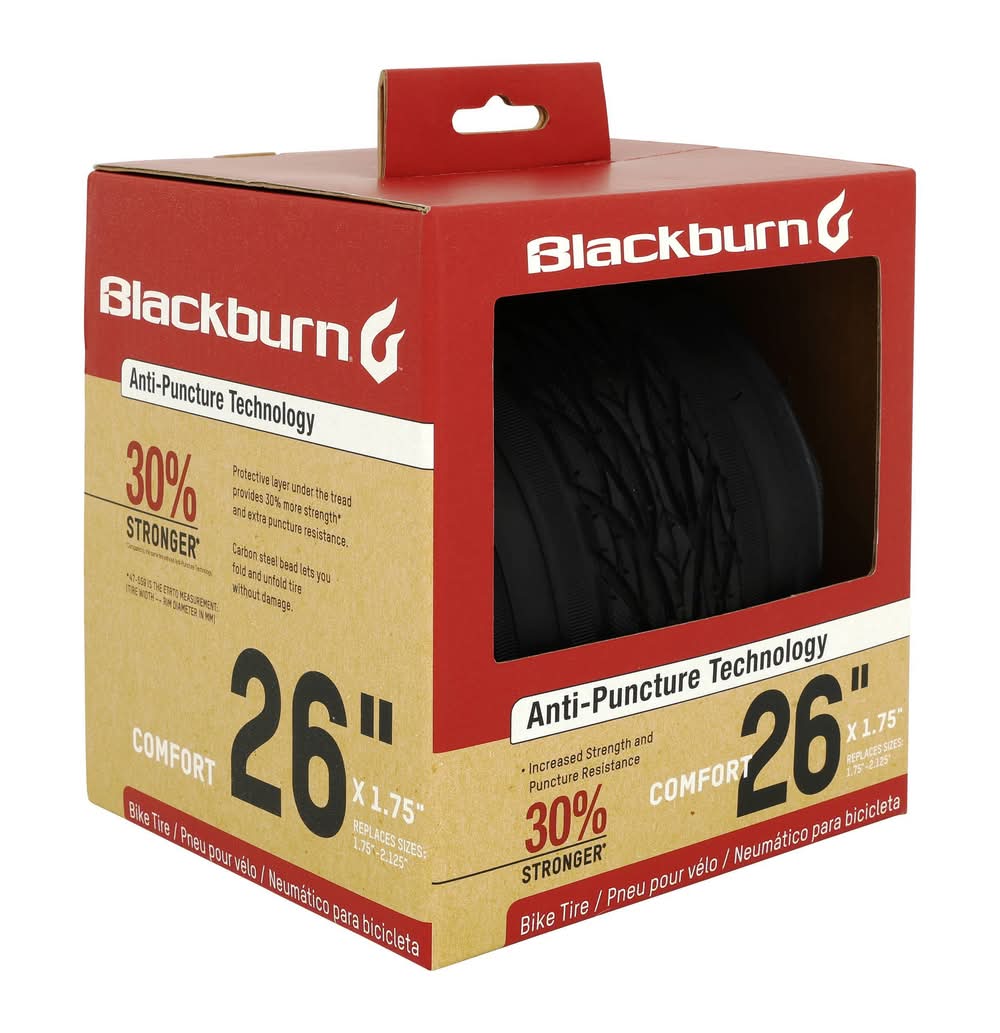 Blackburn Anti-Puncture Technology Comfort Bike Tire, 26x1.75 in, Black