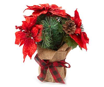 Red Velvet Poinsettia in Burlap Pot