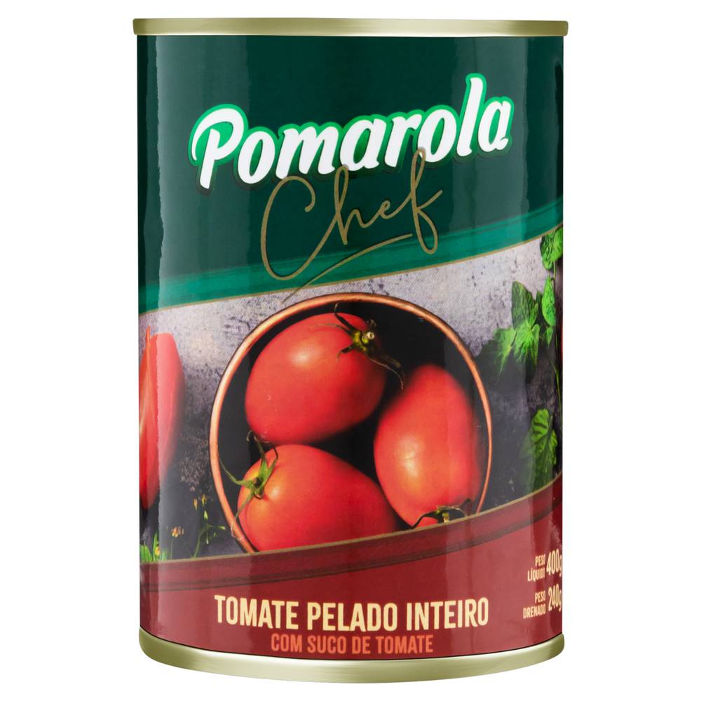 Pomarola · Tomate pelado inteiro com suco de tomate chef (400 g)