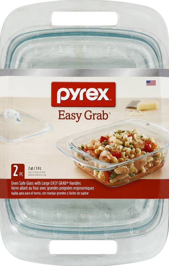 Pyrex Easy Grab Baking Dish, Glass, 2 Qt