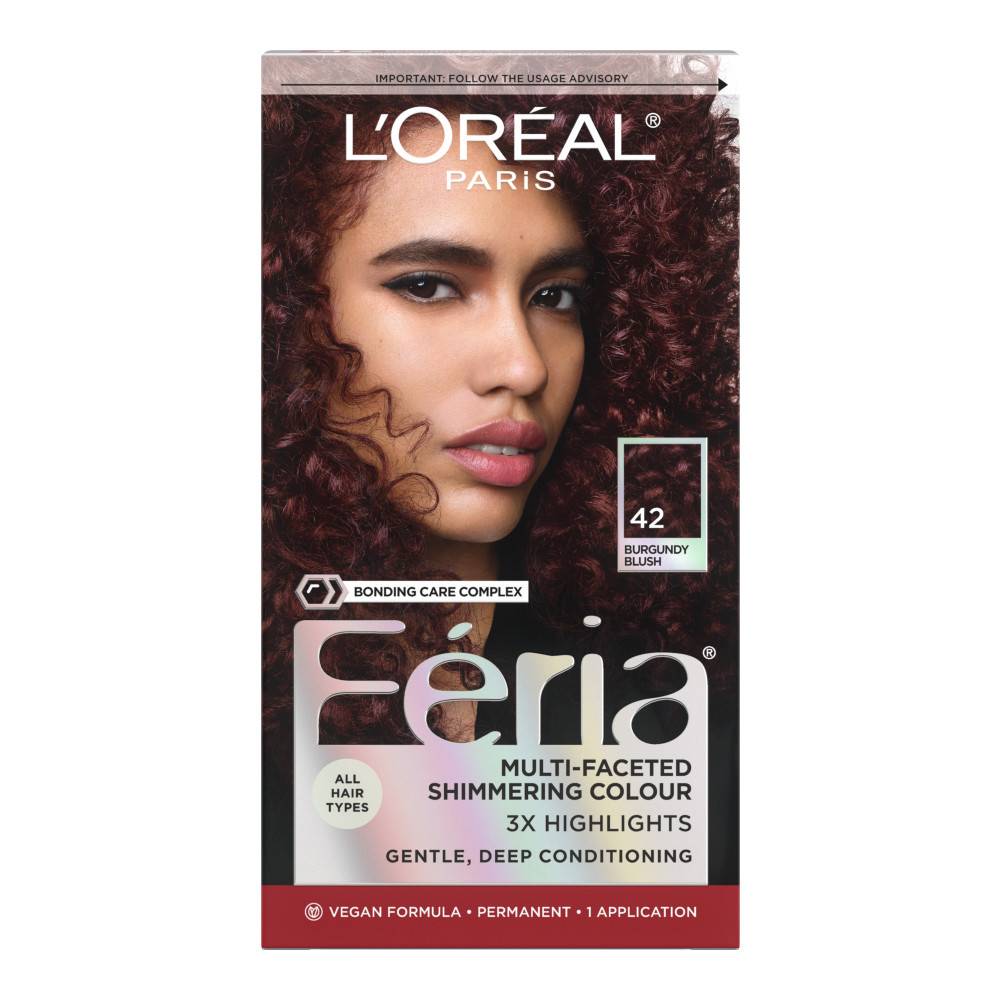 L'Oréal Feria Multi Faceted Shimmering Colour, Burgundy Blush 42