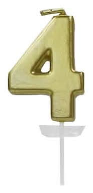 Celebrate It 4 Number Birthday Candle, 3 in, Gold
