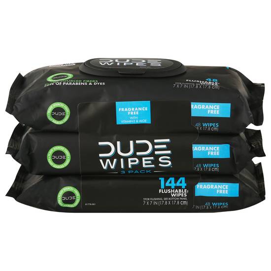 Dude Wipes Fragrance Free Flushable Wipes (3 ct)