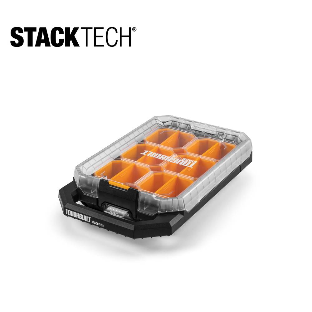 TOUGHBUILT STACKTECH Compact Low-Profile 12-Compartment Small Plastic Small Parts Organizer | TB-B1-O-10C