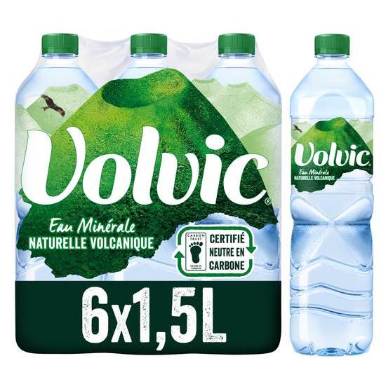 Eau minérale naturelle volcanique - volvic - 9l, 6bouteilles de 1.5l