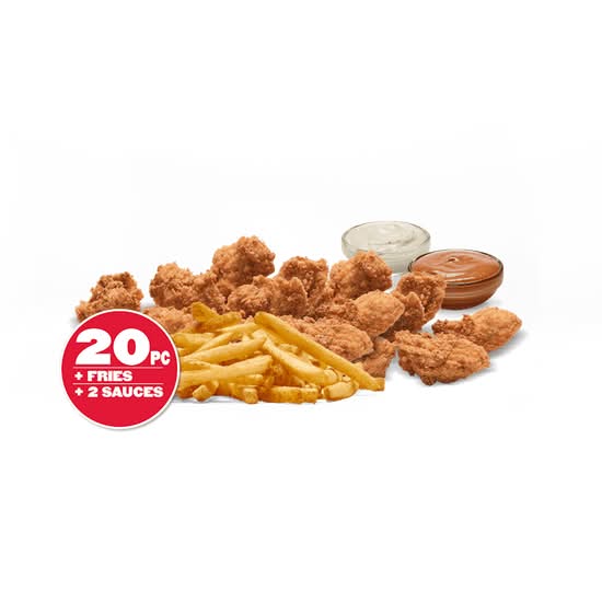Boneless Tender Bites with fries and sauces