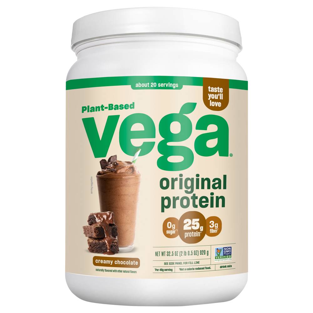 Vega Original Protein Plant Based Drink Mix, Creamy Chocolate (32.5 oz)