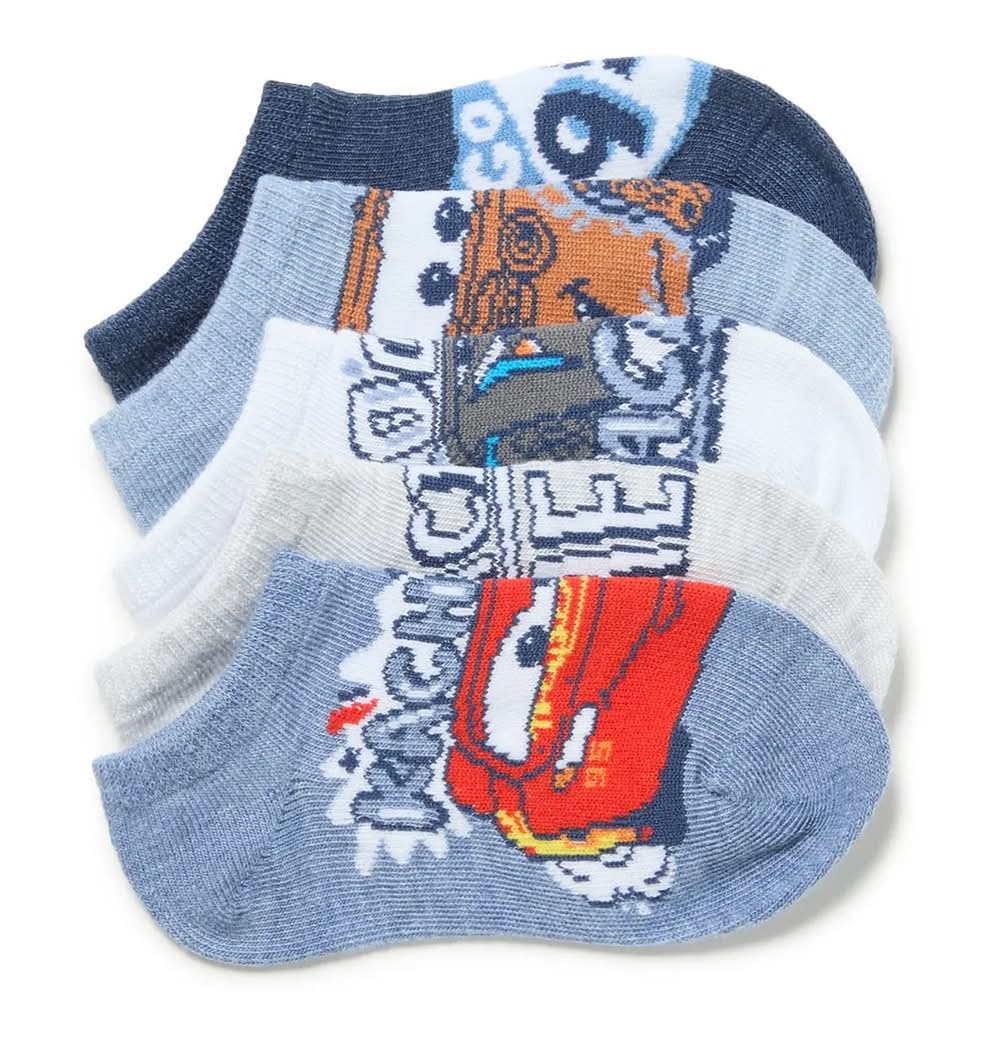 High Point Design Cars Kids' No Show Socks - 5 Pack (Multicolor One Size)