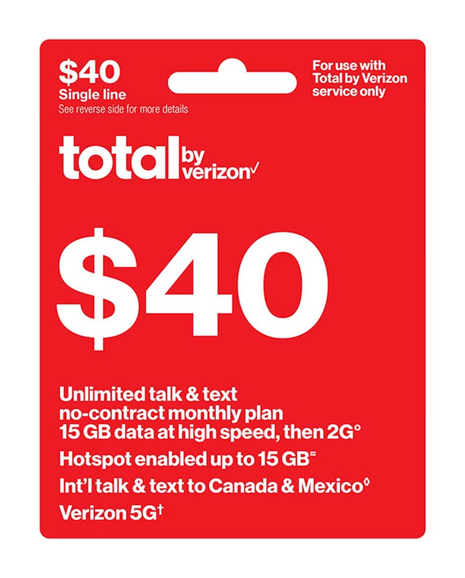 Total By Verizon Single Line Unlimited Talk Text & Data Prepaid Wireless Plan