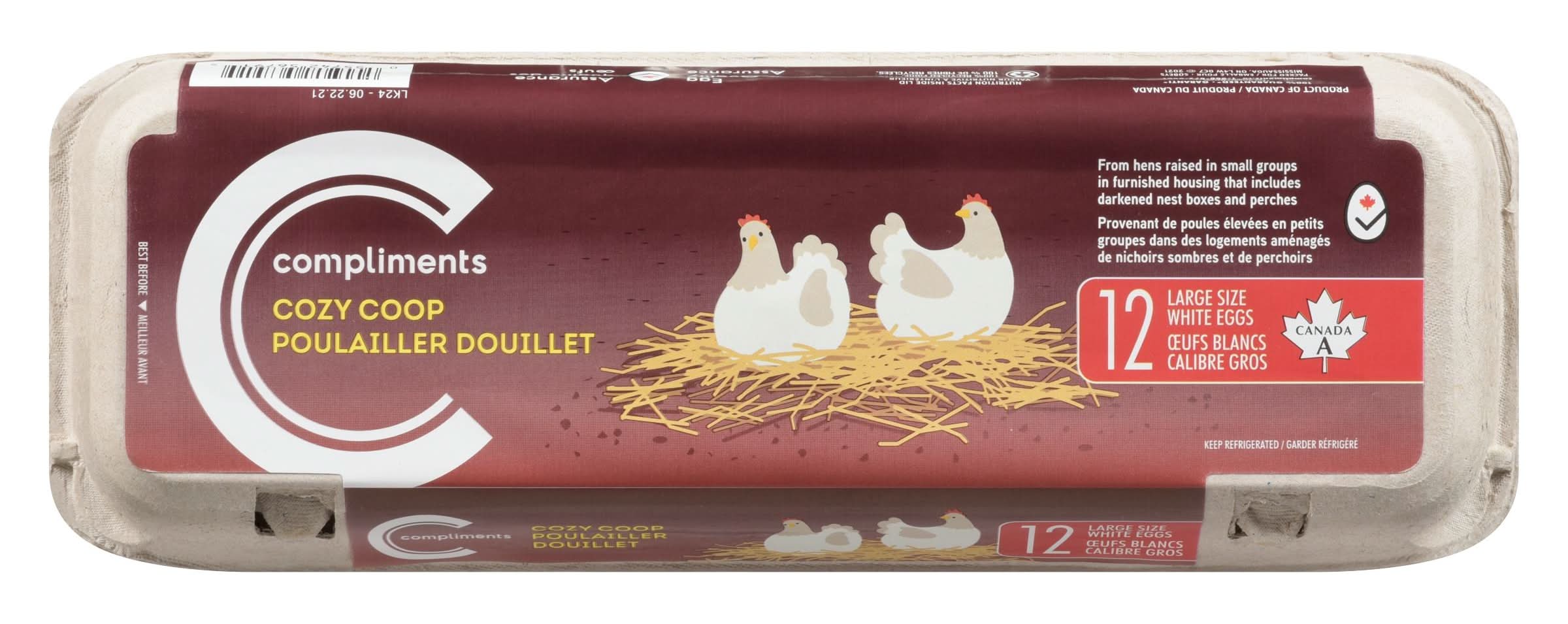 Compliments Cozy Coop Eggs, Large, White (12 ct)