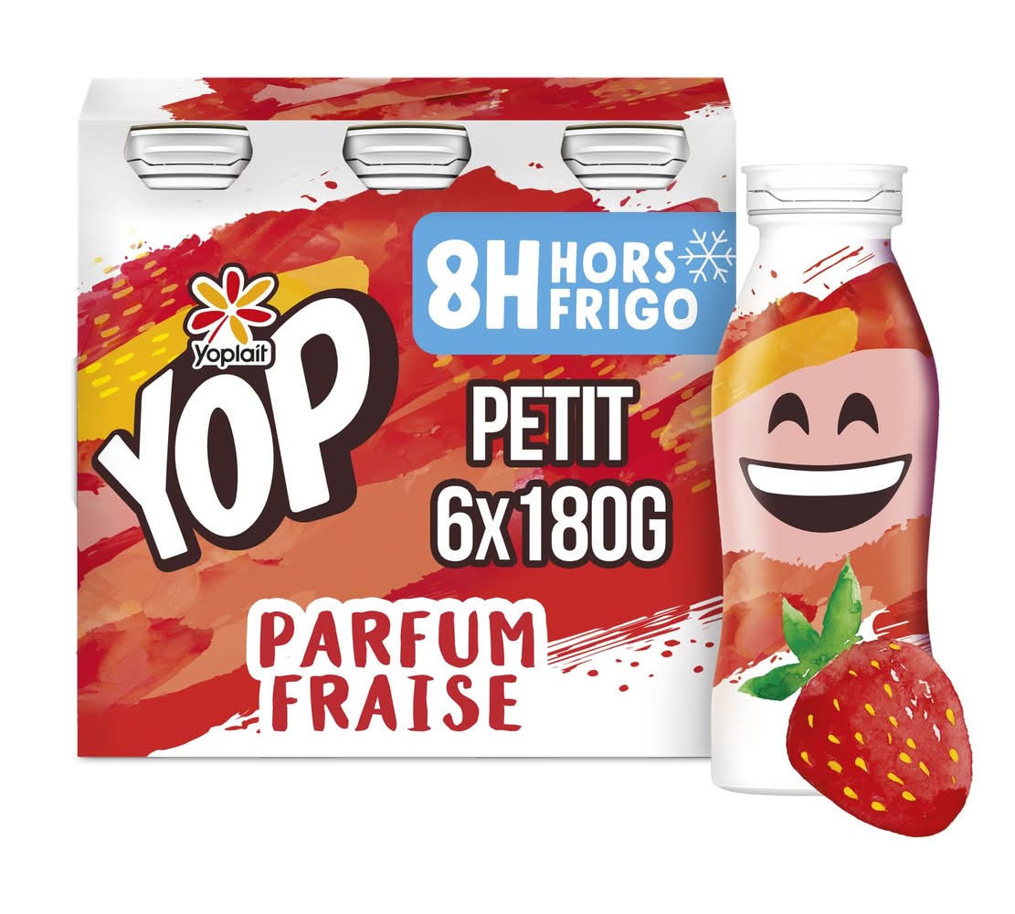 Yaourt à boire aromatisé fraise P'TIT YOP - les 6 bouteilles de 180g