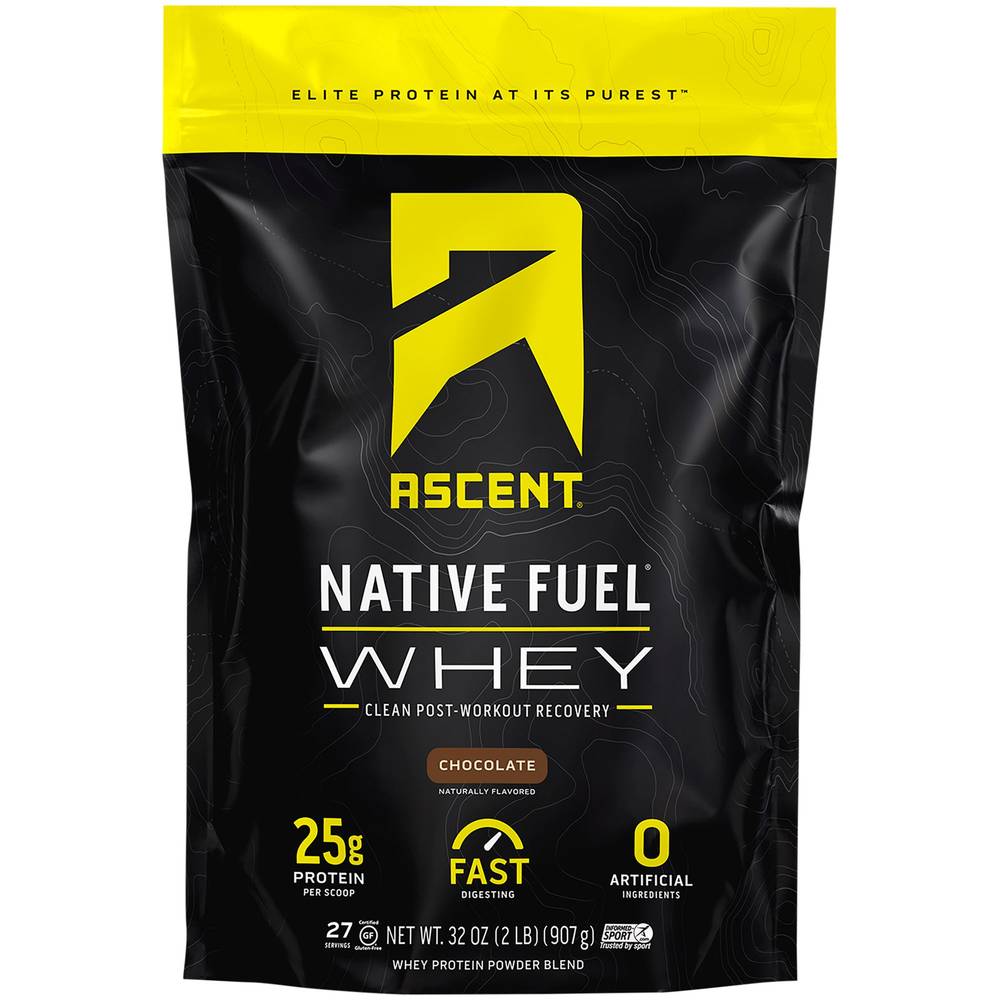 Ascent Native Fuel Whey Protein Powder Blend, Chocolate (32 oz)