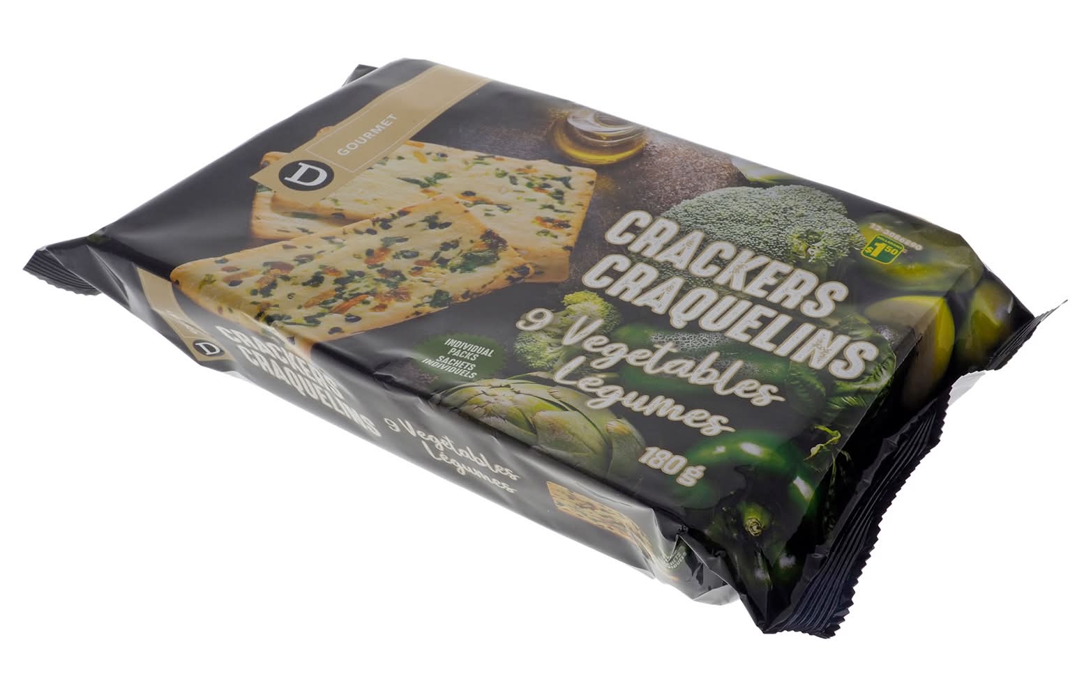 D Gourmet Veggie Cracker Craquelins in Bag (180 g)