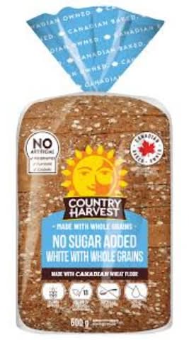 Country Harvest No Sugar Added Whole Grain White Sliced Bread (600 g)