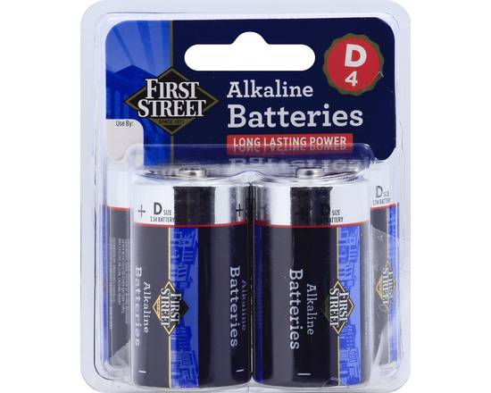 First Street · D Long Lasting Power Alkaline Batteries (4 ct)
