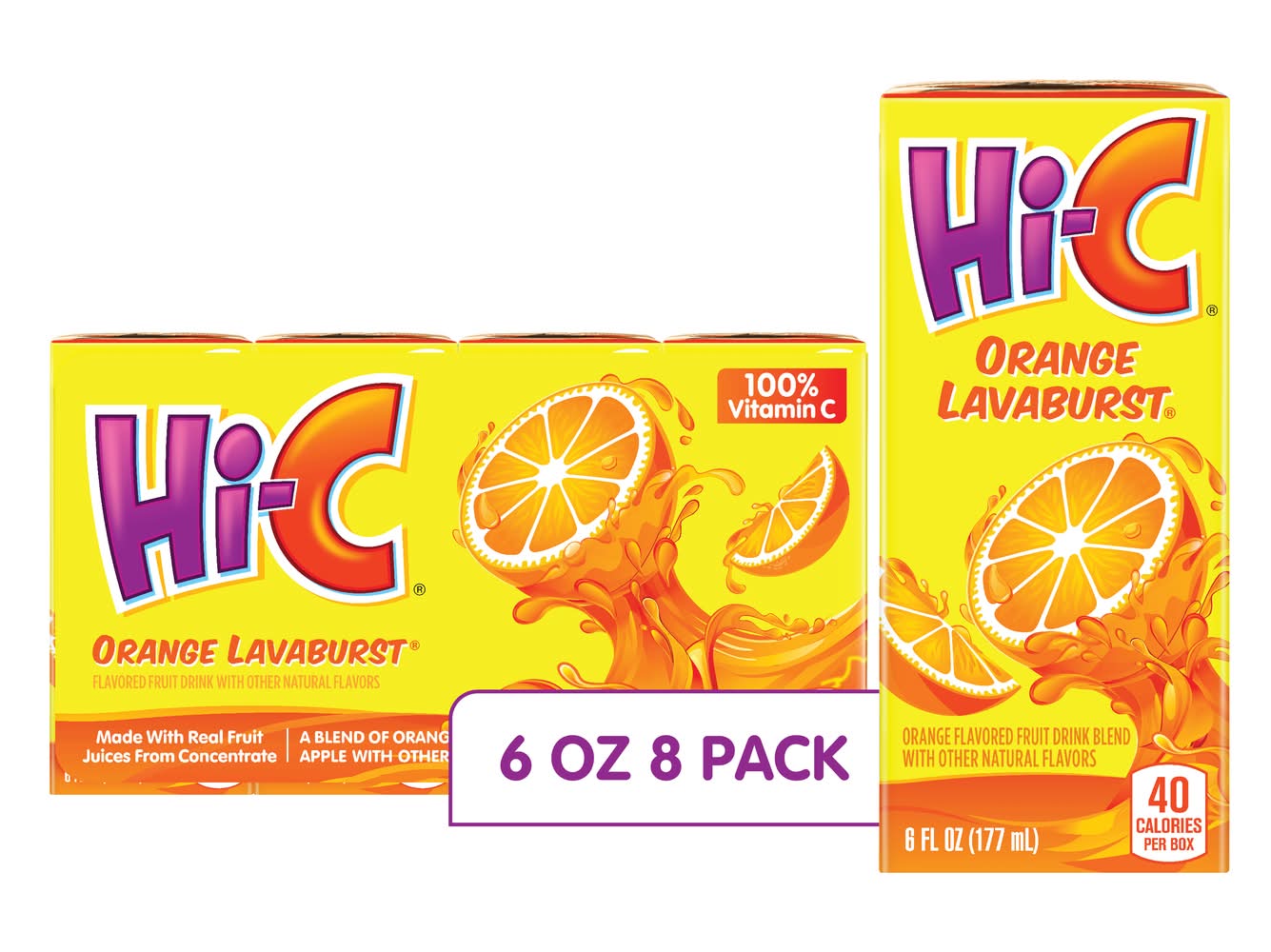 Hi-C Fruit Drink, Orange Lavaburst (8 x 6 fl oz)