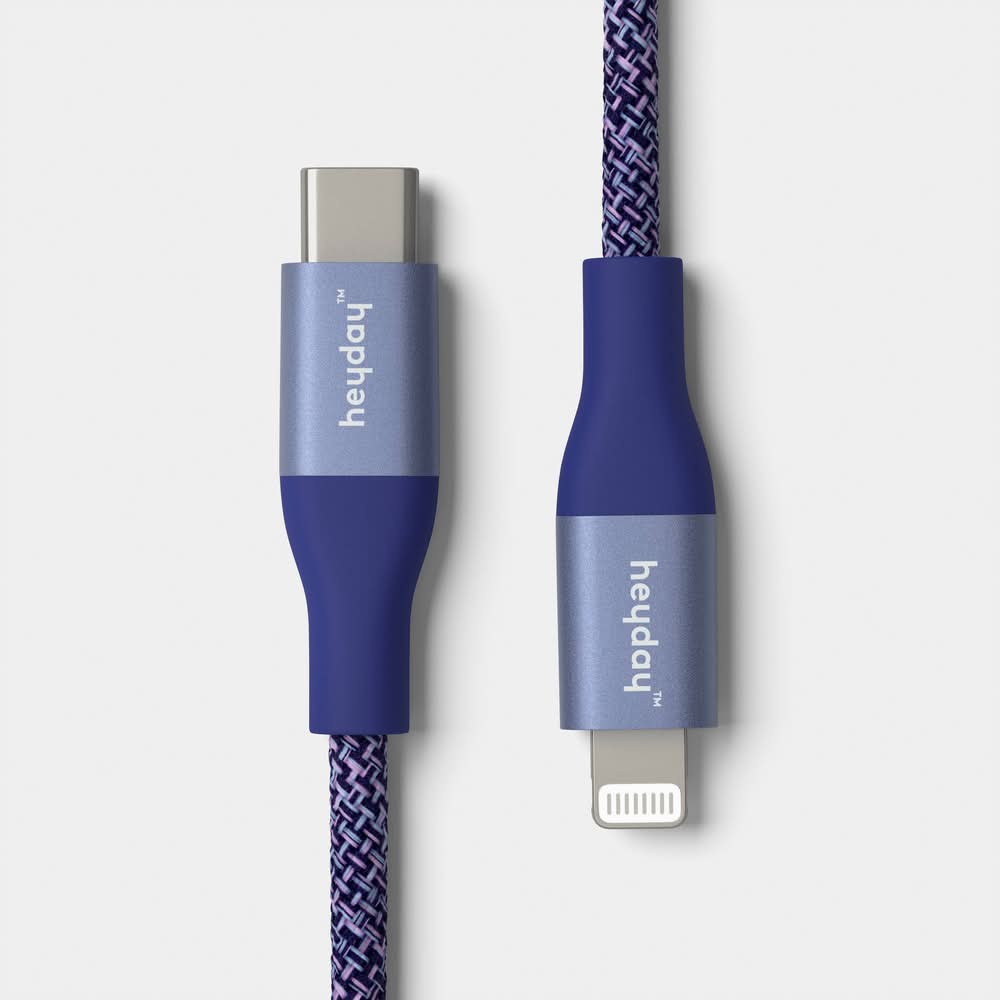 Heyday Usb C Lightning Braided Cable, 6 ft, Future Dusk Dark Blue